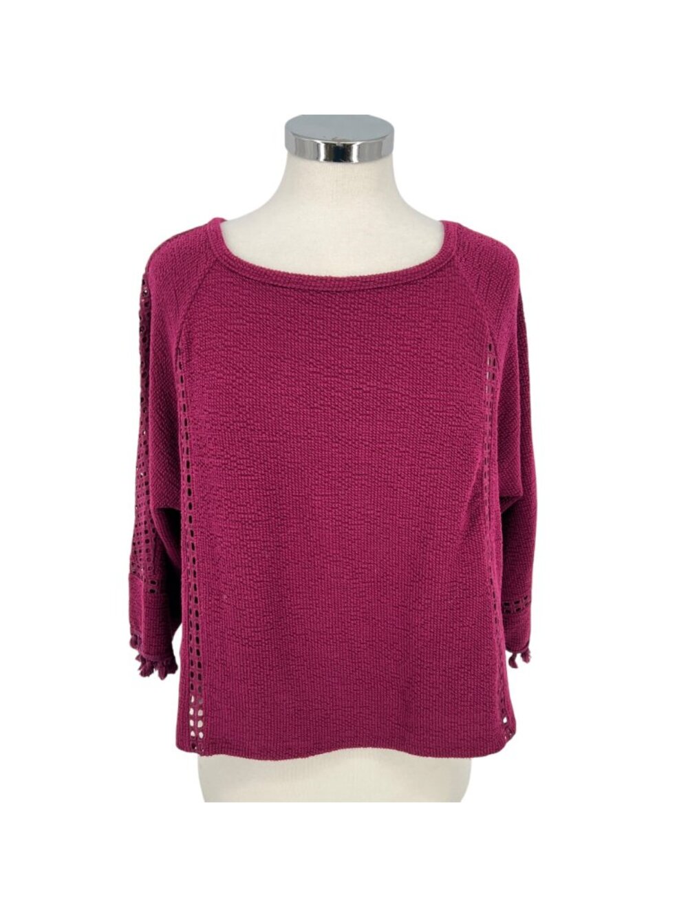 Saturday Sunday Anthropologie Olanda Crochet Inset Flowy Top Fuschia Size Small